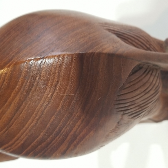 VINTAGE 14" Wooden Chunky Trunks Up Elephant on Attached Base - Picture 3 of 11